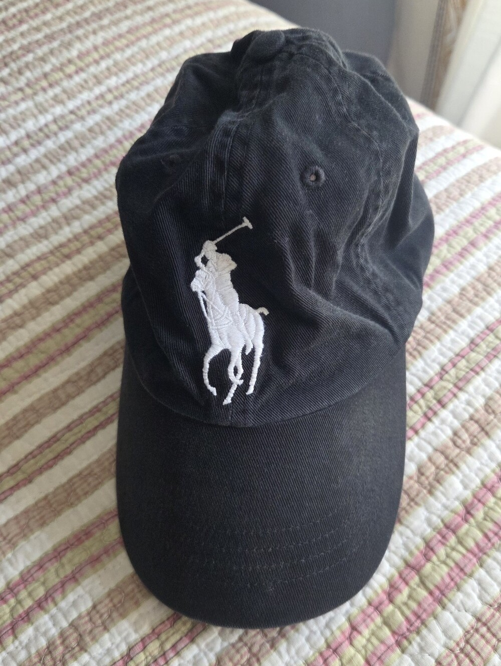 Polo by Ralph Lauren Black Baseball Cap with White Polo Player Logo